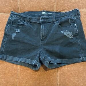 Old Navy Black Distressed Roll-Cuff Jean Shorts